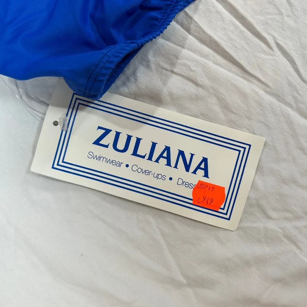 Zuliana Vintage Bikini Top Royal Blue Halter O-Ring One Size‎ Made in USA NWT